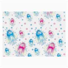 Jellyfis Pink Blue Cartoon Large Glasses Cloth (2 Sides) by danenraven