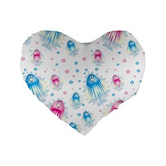 Jellyfis Pink Blue Cartoon Standard 16  Premium Heart Shape Cushions by danenraven