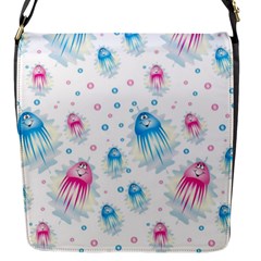 Jellyfis Pink Blue Cartoon Flap Closure Messenger Bag (s) by danenraven