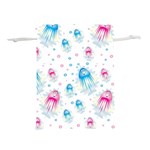 Jellyfis Pink Blue Cartoon Lightweight Drawstring Pouch (L) Front