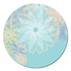 Floral Abstract Flowers Pattern Magnet 5  (round) by danenraven