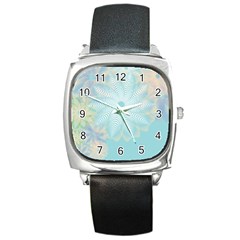 Floral Abstract Flowers Pattern Square Metal Watch by danenraven