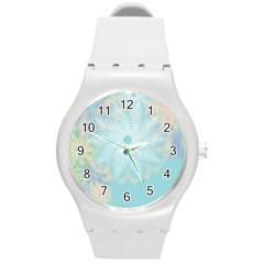 Floral Abstract Flowers Pattern Round Plastic Sport Watch (m) by danenraven