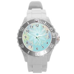 Floral Abstract Flowers Pattern Round Plastic Sport Watch (l) by danenraven