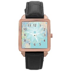 Floral Abstract Flowers Pattern Rose Gold Leather Watch  by danenraven