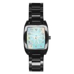 Floral Abstract Flowers Pattern Stainless Steel Barrel Watch Front