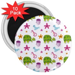 Turtle Animal Sea Life 3  Magnets (10 Pack)  by danenraven