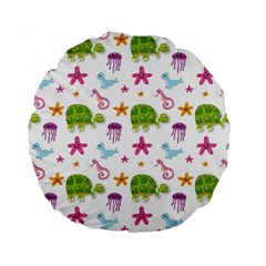 Turtle Animal Sea Life Standard 15  Premium Flano Round Cushions by danenraven