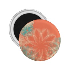 Teal Coral Abstract Floral Cream 2 25  Magnets by danenraven