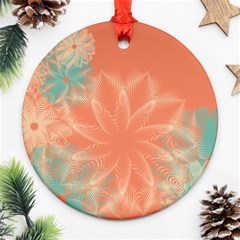 Teal Coral Abstract Floral Cream Ornament (round) by danenraven