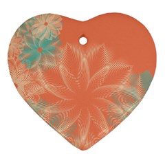 Teal Coral Abstract Floral Cream Ornament (heart) by danenraven