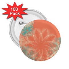 Teal Coral Abstract Floral Cream 2 25  Buttons (100 Pack)  by danenraven