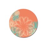 Teal Coral Abstract Floral Cream Magnet 3  (Round) Front