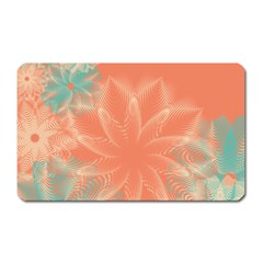 Teal Coral Abstract Floral Cream Magnet (rectangular) by danenraven