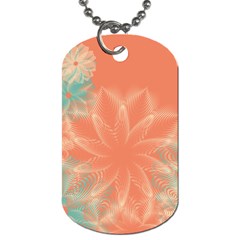 Teal Coral Abstract Floral Cream Dog Tag (one Side) by danenraven