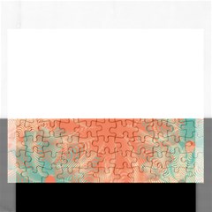 Teal Coral Abstract Floral Cream Rectangular Jigsaw Puzzl by danenraven