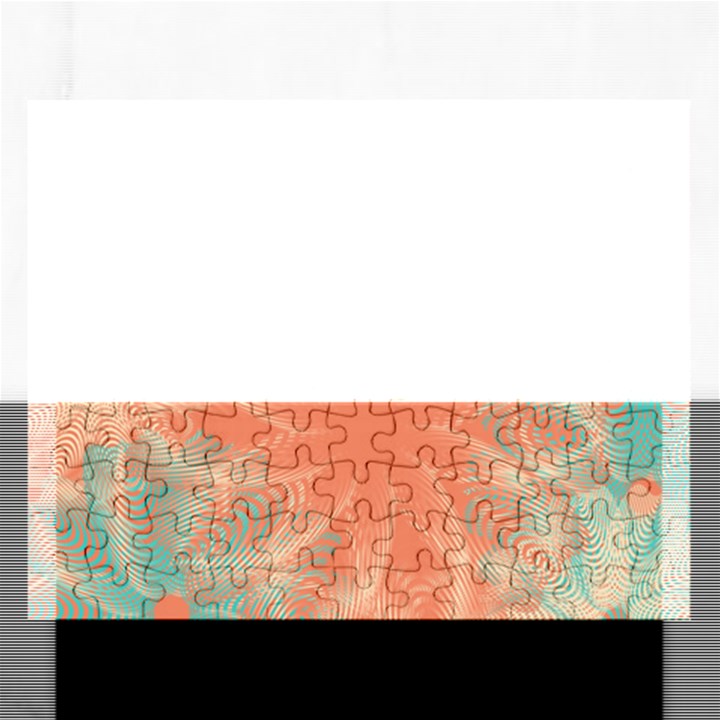 Teal Coral Abstract Floral Cream Rectangular Jigsaw Puzzl