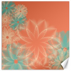 Teal Coral Abstract Floral Cream Canvas 16  X 16  by danenraven