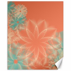 Teal Coral Abstract Floral Cream Canvas 16  X 20  by danenraven