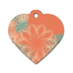 Teal Coral Abstract Floral Cream Dog Tag Heart (two Sides) by danenraven