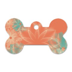 Teal Coral Abstract Floral Cream Dog Tag Bone (two Sides) by danenraven