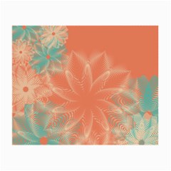 Teal Coral Abstract Floral Cream Small Glasses Cloth (2 Sides) by danenraven