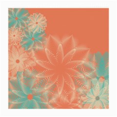 Teal Coral Abstract Floral Cream Medium Glasses Cloth (2 Sides) by danenraven