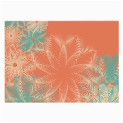 Teal Coral Abstract Floral Cream Large Glasses Cloth by danenraven