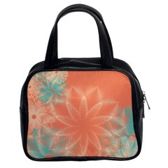 Teal Coral Abstract Floral Cream Classic Handbag (two Sides) by danenraven