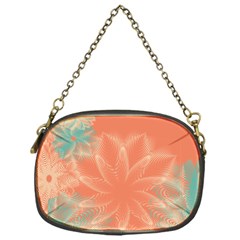 Teal Coral Abstract Floral Cream Chain Purse (one Side) by danenraven