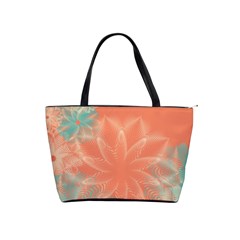 Teal Coral Abstract Floral Cream Classic Shoulder Handbag by danenraven