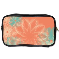 Teal Coral Abstract Floral Cream Toiletries Bag (two Sides) by danenraven