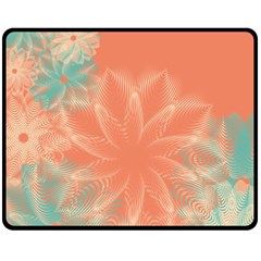 Teal Coral Abstract Floral Cream Fleece Blanket (medium)  by danenraven