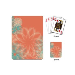 Teal Coral Abstract Floral Cream Playing Cards Single Design (mini) by danenraven