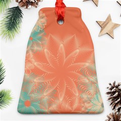 Teal Coral Abstract Floral Cream Ornament (bell) by danenraven