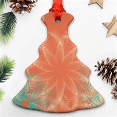 Teal Coral Abstract Floral Cream Christmas Tree Ornament (two Sides) by danenraven