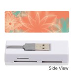 Teal Coral Abstract Floral Cream Memory Card Reader (Stick) Front