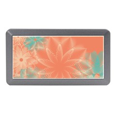 Teal Coral Abstract Floral Cream Memory Card Reader (mini) by danenraven