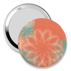 Teal Coral Abstract Floral Cream 3  Handbag Mirrors by danenraven