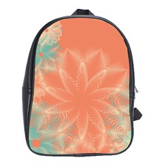 Teal Coral Abstract Floral Cream School Bag (xl) by danenraven