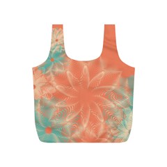 Teal Coral Abstract Floral Cream Full Print Recycle Bag (s) by danenraven