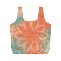 Teal Coral Abstract Floral Cream Full Print Recycle Bag (m) by danenraven