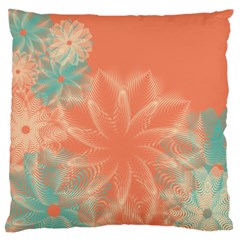 Teal Coral Abstract Floral Cream Standard Flano Cushion Case (two Sides) by danenraven