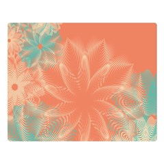 Teal Coral Abstract Floral Cream Double Sided Flano Blanket (large)  by danenraven