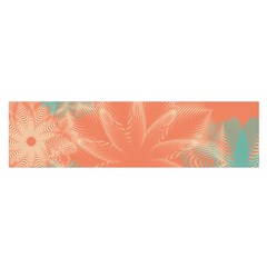 Teal Coral Abstract Floral Cream Oblong Satin Scarf (16  X 60 ) by danenraven