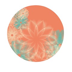 Teal Coral Abstract Floral Cream Mini Round Pill Box by danenraven