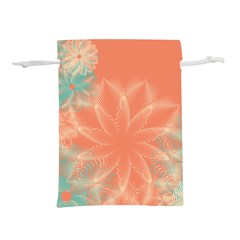 Teal Coral Abstract Floral Cream Lightweight Drawstring Pouch (s)