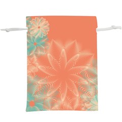 Teal Coral Abstract Floral Cream  Lightweight Drawstring Pouch (xl) by danenraven