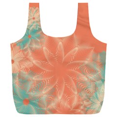 Teal Coral Abstract Floral Cream Full Print Recycle Bag (xxl) by danenraven