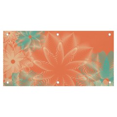 Teal Coral Abstract Floral Cream Banner And Sign 6  X 3  by danenraven